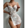 Amora Secret Kadın Fantazi İç Giyim Beyaz Tül Dantelli Taşlı Fantezi Gecelik - Şehvetli ve Zarif Tasarım
