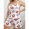 Amora Secret Kadın Fantazi İç Giyim Büyük Beden Kiss Me Öpücük Desen Pamuklu Şortlu Pijama Takımı - Şehvetli ve Zarif Tasarım