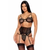 Amora Secret Kadın Fantazi İç Giyim Fantezi File Tül Detaylı Siyah Jartiyer Takım - Şehvetli ve Zarif Tasarım