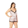 Amora Secret Kadın Fantazi İç Giyim Öpücük Desenli Dantel İşlemeli Fantezi Büyük Beden Saten Babydoll Gecelik - Şehvetli ve Zarif Tasarım