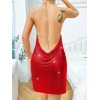 Amora Secret Kadın Fantazi İç Giyim Özel Tasarım Kırmızı Boyundan Bağlamalı Zincir Detaylı Parlak Mini Club Elbisesi - Şehvetli ve Zarif Tasarım