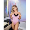 Amora Secret Kadın Fantazi İç Giyim Pembe Siyah Ponponlu Fantezi Tavşan Kostümü - Şehvetli ve Zarif Tasarım