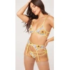 Amora Secret Kadın Fantazi İç Giyim Sarı Çiçekli Jartiyer Takım - Şehvetli ve Zarif Tasarım