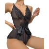 Amora Secret Kadın Fantazi İç Giyim Siyah Dantel İşlemeli Kurdelalı Fantezi Tül Babydoll - Şehvetli ve Zarif Tasarım