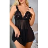Amora Secret Kadın Fantazi İç Giyim Sİyah Fırfırlı Göğüs Dekolteli Transparan Fantezi Tül Gecelik - Şehvetli ve Zarif Tasarım