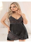 Amora Secret Kadın Fantazi İç Giyim Siyah Dantel İşlemeli İnce Askılı Saten Kısa Fantezi Gecelik - li ve Zarif Tasarım