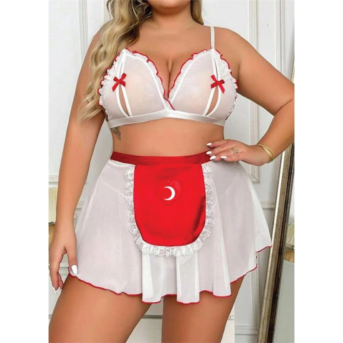 Amora Secret Kadın Fantazi İç Giyim Özel Tasarım Büyük Beden Fantezi Hemşire Kostümü - Şehvetli ve Zarif Tasarım