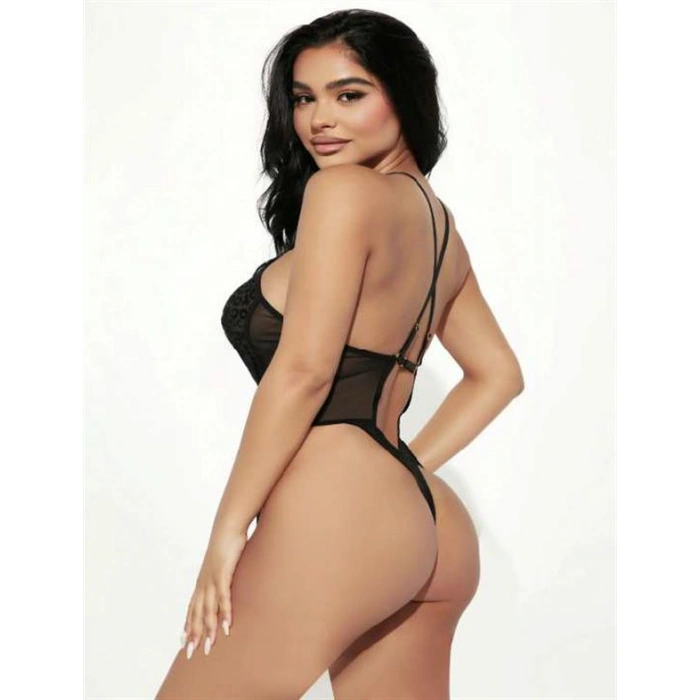 Amora Secret Siyah İp Detaylı Boyundan Bağlamalı Fantezi Babydoll