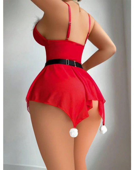 özel tasarım Amora Secret Yılbaşı Özel Kırmızı Fantezi Tül Gecelik