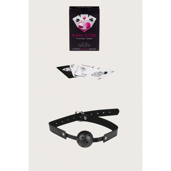 Amora Secret Kadın Fantazi İç Giyim Sexy Görselli Oyun Kartı Kama Sutra Siyah Ağız Topu Set - Şehvetli ve Zarif Tasarım