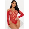 Amora Secret Kadın Fantazi İç Giyim Özel Tasarım Kırmızı Taşlı Fantezi Vücut Çorabı - Şehvetli ve Zarif Tasarım