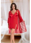 özel tasarım Amora Secret Transparan Dantel İşlemeli Tül Yırtmaçlı 2li Kırmızı Gecelik Takımı