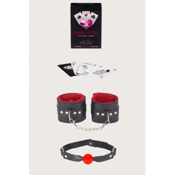ÖZEL TASARIM  SEXY GÖRSELLI OYUN KARTI KAMA SUTRA AĞIZ TOPU KELEPÇE SET