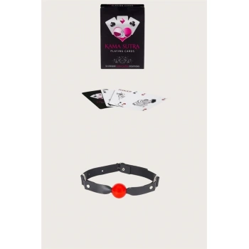 ÖZEL TASARIM  SEXY GÖRSELLI OYUN KARTI KAMA SUTRA SIYAH KIRMIZI AĞIZ TOPU SET
