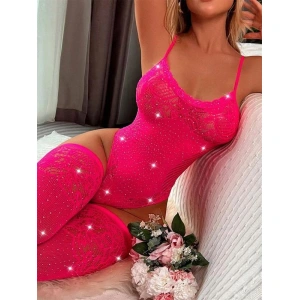 Amora Secret Kadın Fantazi İç Giyim Özel Tasarım Işıltılı Fantezi Vücut Çorabı - Şehvetli ve Zarif Tasarım