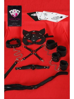 Amora Secret Kadın Fantazi İç Giyim  Görselli Oyun Kartı Kama Sutra 7li Harness Set - li ve Zarif Tasarım