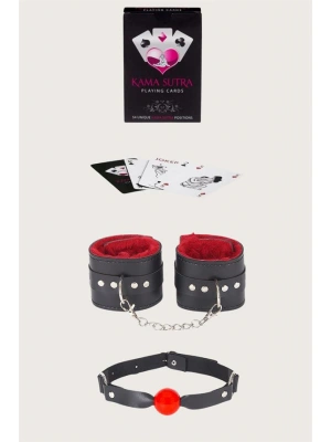 Amora Secret Kadın Fantazi İç Giyim  Görselli Oyun Kartı Kama Sutra Ağız Topu Kelepçe Set - li ve Zarif Tasarım