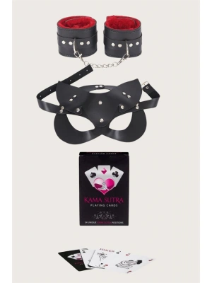Amora Secret Kadın Fantazi İç Giyim  Görselli Oyun Kartı Kama Sutra Kelepçe Maske Set - li ve Zarif Tasarım