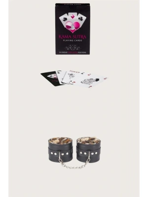 Amora Secret Kadın Fantazi İç Giyim  Görselli Oyun Kartı Kama Sutra Leopar Kelepçe Set - li ve Zarif Tasarım