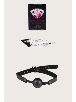Amora Secret Kadın Fantazi İç Giyim  Görselli Oyun Kartı Kama Sutra Siyah Ağız Topu Set - li ve Zarif Tasarım