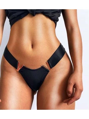 özel tasarım Amora Secret Siyah V Metal Aksesuarlı Fantezi String Tanga