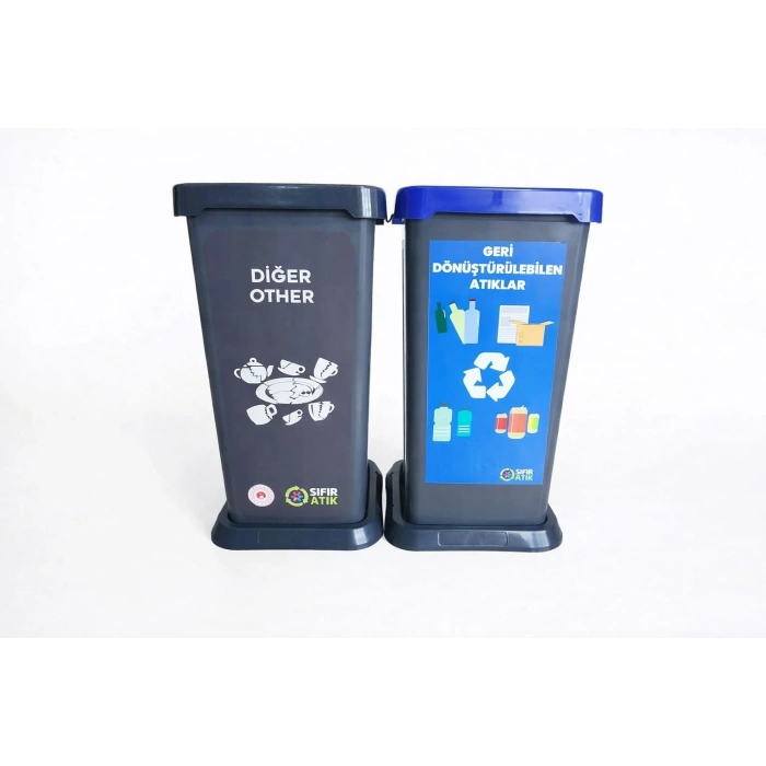 2 Lİ SIFIR ATIK KUTUSU 70 LT GRİ