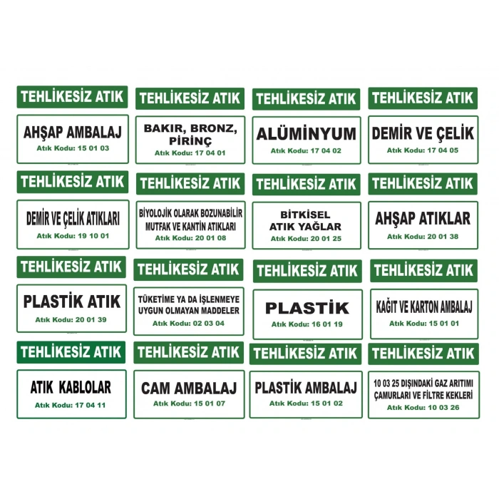 20x30 mm PVC Kaplama Atık Kodu Etiketleri