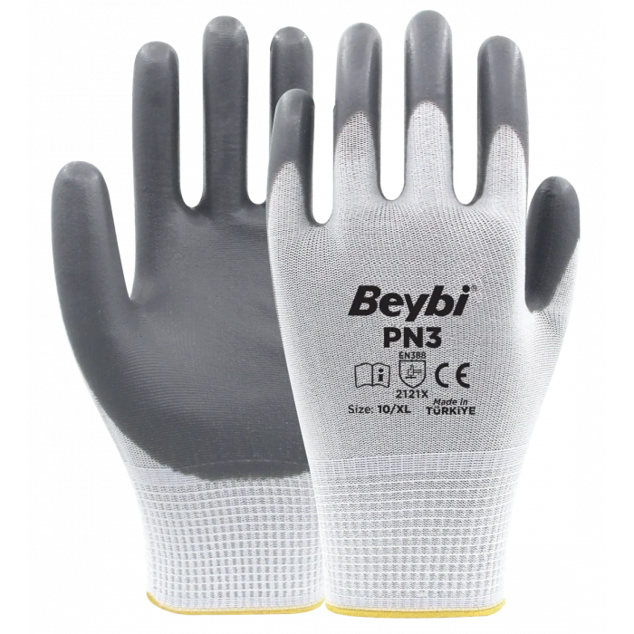 Beybi PN3 Polyester Örme Nitril Eldiven 1 Paket