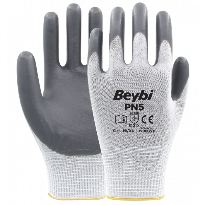 Beybi PN5 Polyester Örme Nitril Eldiven 1 Paket