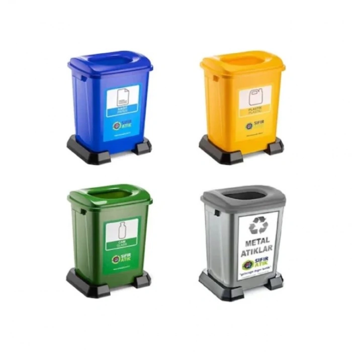 4 LÜ SIFIR ATIK KUTUSU 50LT (MAVİ-YEŞİL-SARI-GRİ)