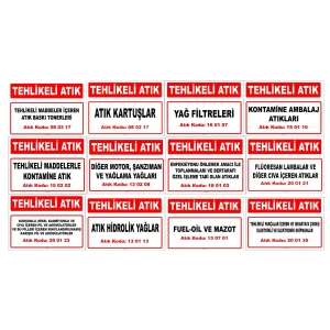 20x30 mm PVC Kaplama Atık Kodu Etiketleri