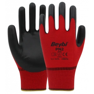 Beybi PN2 Polyester Örme Nitril Eldiven (Ekonomik) 1 PAKET