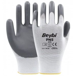 Beybi PN5 Polyester Örme Nitril Eldiven 1 Paket