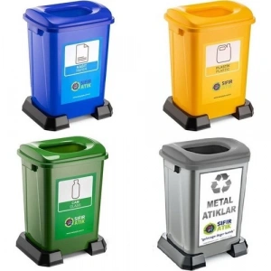 4 LÜ SIFIR ATIK KUTUSU 70LT (MAVİ-YEŞİL-SARI-GRİ)