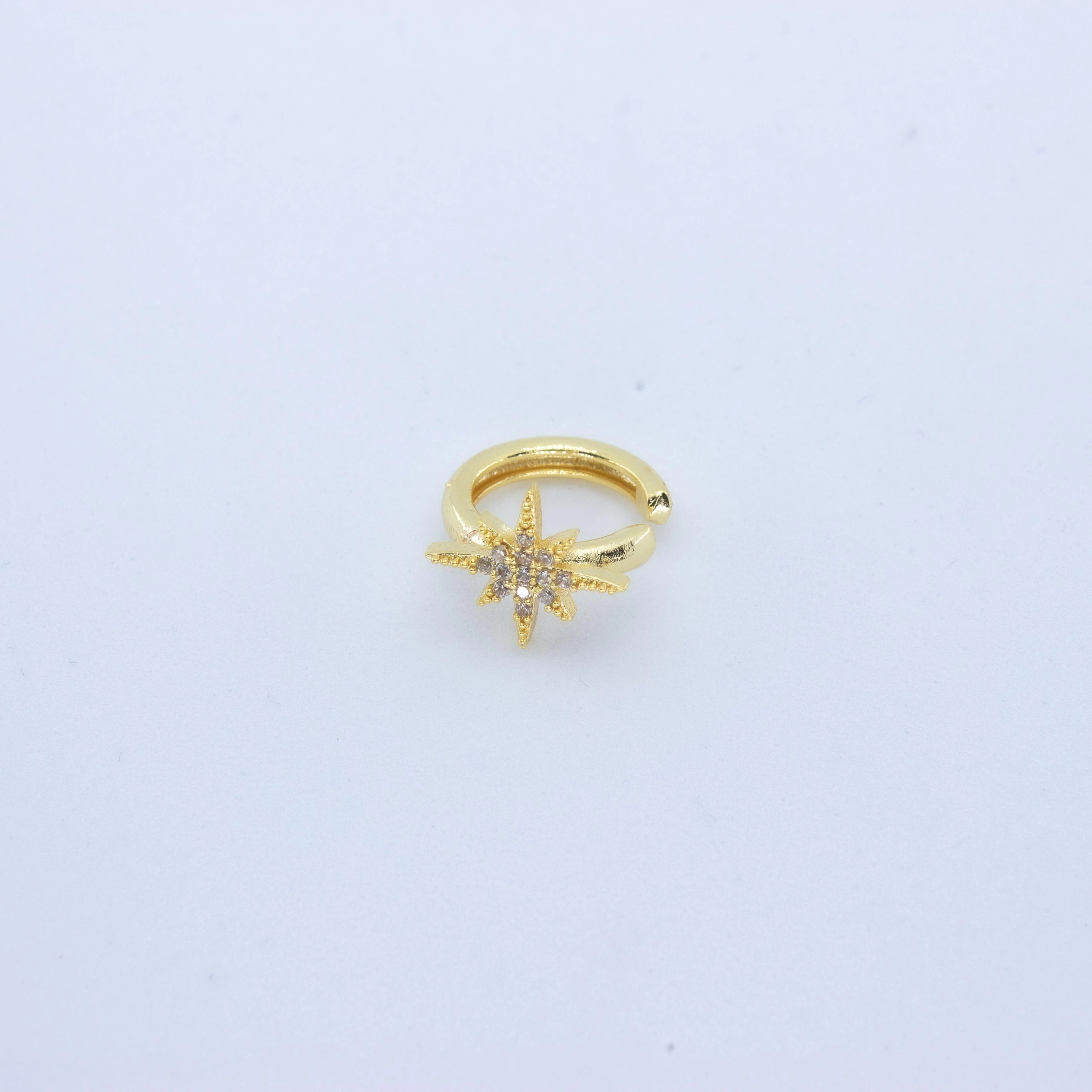 Altın Kaplama Kutup Yıdızı Model Zirkon Ear Cuff (Kıkırdak) Küpe