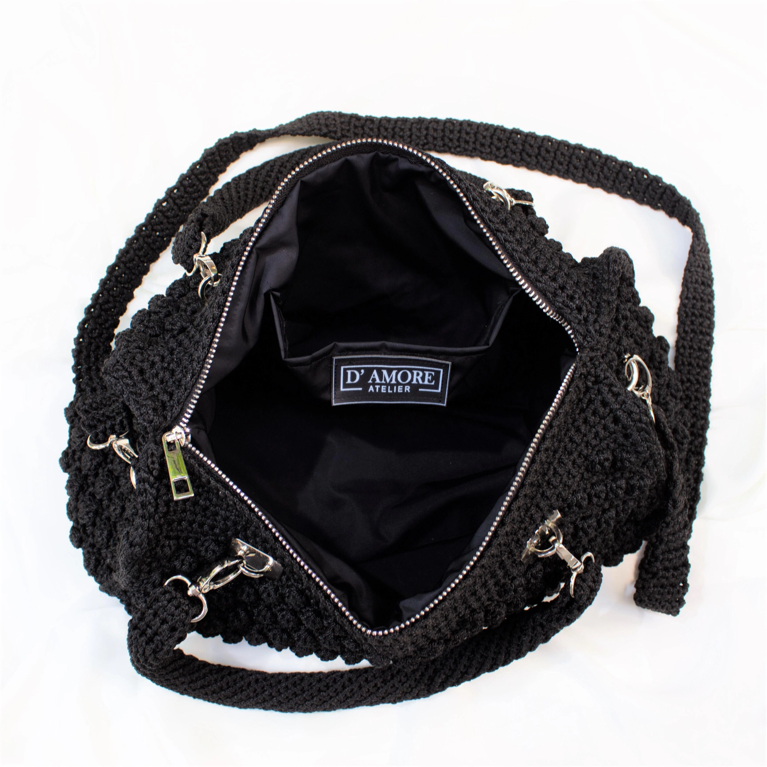 Damore Atelier Siyah Bavul Örme El Çantası