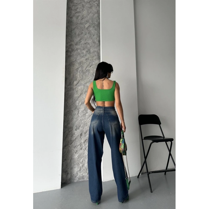 Baggy süper taş bıyık yıkama kahve tint jeans pantolon d2007