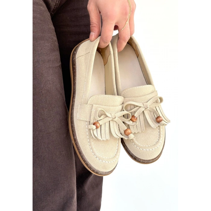 Boriy Bej Deri Tozu Süet Babet Ayakkabı