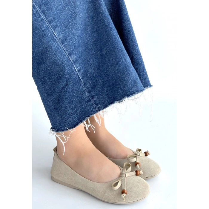 Cear Bej Deri Tozu Süet Babet Ayakkabı