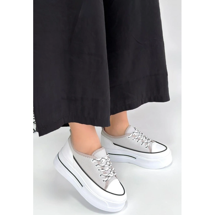 Dalen Gri Keten Bağcıklı Spor Ayakkabı