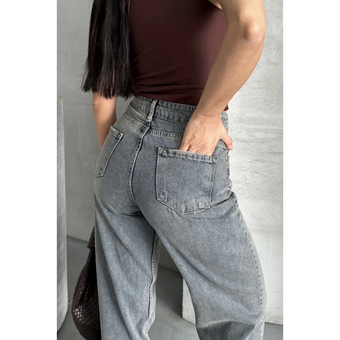 Palazzo bıyık kar yıkama buz mavi jeans pantolon d2008