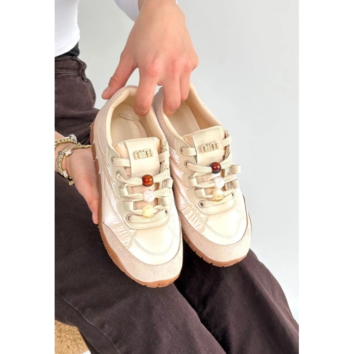 Tues Bej Nubuk Bağcıklı Spor Ayakkabı