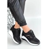 Geja Siyah Cilt Bağcıklı Beyaz Tabanlı Spor Ayakkabı