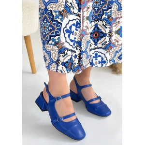 Doran Mavi Cilt Topuklu Ayakkabı