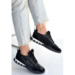 Huer Siyah Nubuk Bağcıklı Spor Ayakkabı