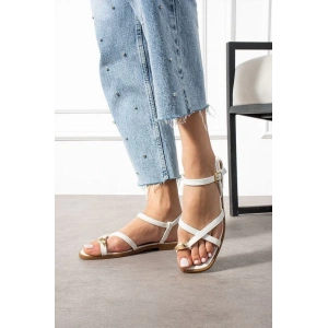 Nordi Beyaz Cilt Kemerli Sandalet