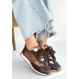 Reat Kahverengi Cilt Bağcıklı  Paraşüt Detaylı Spor Ayakkabı