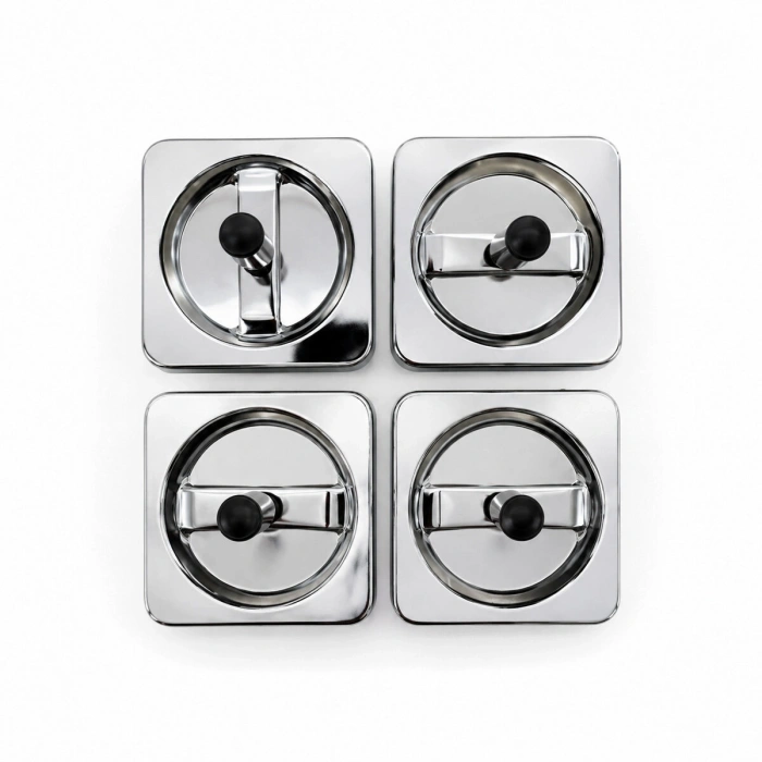 12 Adet Ashtray Kare - Basmalı Metal Küllük (5580)