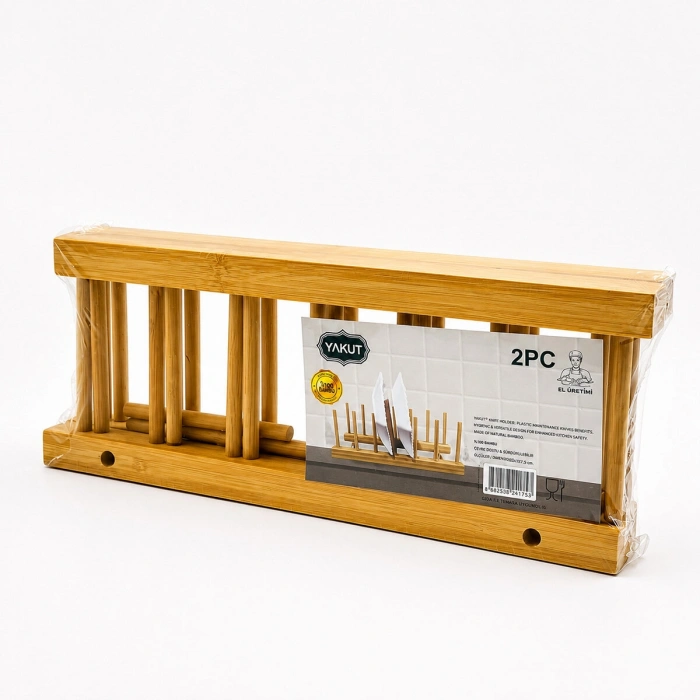 2pcs Bambu - Ahşap Tezgah Üstü Tabaklık - Bulaşıklık (5580)