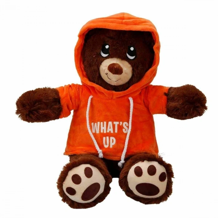 3192 Kapüşonlu Peluş Ayı 30 Cm -sunman